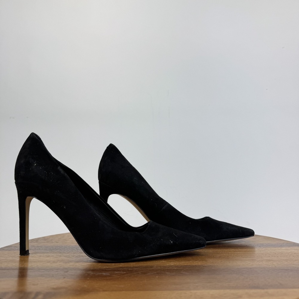 Womens Marc Fisher Olivy Black Leather Formal High Heeled‎ Pumps Size 8 M GUC